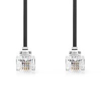 Nedis Telefonkabel / RJ11 Stecker / RJ11 Stecker / 5.00 m / Kabeldesign: Flach / Vergoldet / Kabeltyp: RJ11 / Schwarz / Label