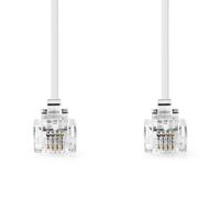 Nedis Telefonkabel / RJ11 Stecker / RJ11 Stecker / 10.0 m / Kabeldesign: Flach / Vergoldet / Kabeltyp: RJ11 / Weiss / Label