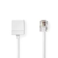 Nedis Telefon-Verlängerungskabel / RJ11 Stecker / RJ11 Buchse / 10.0 m / Kabeldesign: Flach / Beschichtung: Vergoldet / Kabeltyp: RJ11 / Weiss / Label