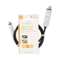 Nedis USB-C™ Adapter / USB 3.2 Gen 1 / USB-C™ Stecker / HDMI™ Stecker / 4K@60Hz / 1.00 m / Rund / Vernickelt / PVC / Schwarz / Label