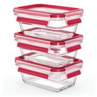EMSA Clip&Close Glas Frischhaltedosen-Set 3-teilig Vorratsdosen