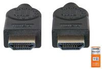 Manhattan HDMI Cable with Ethernet - 4K@60Hz (Premium High Speed) - 1m - Male to Male - Black - Equivalent to Startech HDMM1MP - Ultra HD 4k x 2k - Fully Shielded - Gold Plated Contacts - Lifetime Warranty - Polybag - 1 m - HDMI Type A (Standard) - HDMI T