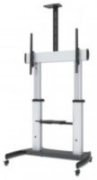 Manhattan TV & Monitor Mount - Trolley Stand - 1 screen - Screen Sizes: 60-100" - Silver/Black - VESA 200x200 to 800x600mm - Max 100kg - Height adjustable 1200 to 1685mm - Camera and AV shelves - Aluminium - LFD - Lifetime Warranty - 100 kg - 152.4 cm (60