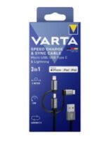 Varta Ladekabel 3in1 USB-A auf Micro-USB/USB-C/Light. 2m sw (57937101111)