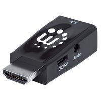 Manhattan HDMI to VGA (with Audio) Converter - 1080p - Male to Female - Micro-USB Power Input Port for additional power if needed - Black - Three Year Warranty - Polybag - Black