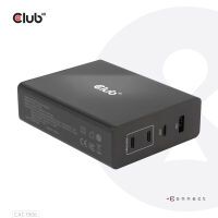 Club 3D TRAVEL CHARGER 132W GAN TECHNOLOGY FOURPORT USB TYPE-A AND -C POWER DELIVERY(PD) 3.0 SUPPORT