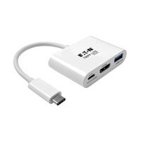 EATON TRIPPLITE USB-C to HDMI Adapter with USB-A Port and PD Charging HDCP White (U444-06N-HU-C)