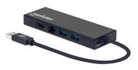 MANHATTAN USB 3.2 Gen 1 USB-A auf Dual-Monitor Multiport-Adapter HDMI VGA 2x USB-A Gigabit RJ45-Port