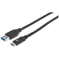 MANHATTAN USB-C 3.1 Gen2 Kabel 1m Typ C-Stecker / Typ A-Stecker 3 Ampere schwarz (353373)