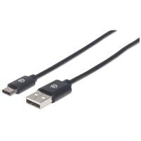 Manhattan USB-C to USB-A Cable - 1m - Male to Male - 480 Mbps (USB 2.0) - Hi-Speed USB - Black - Lifetime Warranty - Polybag - 1 m - USB C - USB A - USB 2.0 - Male/Male - Black