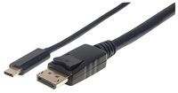 Manhattan USB-C to DisplayPort Cable - 4K - 1m - Male to Male - 3840x2160@60Hz; 4K Ultra HD Video Aspect Ratio 21:9 - Black - Polybag - 1 m - USB Type-C - DisplayPort - Male - Male - Straight