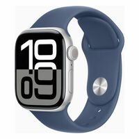 Apple Watch Series 10 GPS + Cellular, Aluminium silber, 42mm mit Sportarmband, denim - M/L>