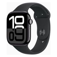 Apple Watch Series 10 GPS, Aluminium diamantschwarz, 46mm mit Sportarmband, schwarz - S/M>