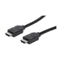 Manhattan HDMI Cable with Ethernet - 1080p@60Hz (High Speed) - 10m - Male to Male - Black - Fully Shielded - Gold Plated Contacts - Lifetime Warranty - Polybag - 10 m - HDMI Type A (Standard) - HDMI Type A (Standard) - 3D - 10.2 Gbit/s - Black