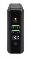 Manhattan 4-in-1 Travel Wall Charger and Powerbank 8,000 mAh - USA/UK/Euro 2-pin Plugs - Output: 1x USB-C - 2x USB-A ports and Wireless Charging Pad (5W) - Black - Box - 5 V - 3 A - Black