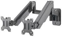 Manhattan TV & Monitor Mount - Wall - Full Motion (Gas Spring) - 2 screens - Screen Sizes: 17-32" - Black - Dual Screen - VESA 75x75 to 100x100mm - Max 8kg (each) - Tilt & Swivel with 3 Pivots - Lifetime Warranty - 8 kg - 43.2 cm (17") - 81.3 cm (32") - 7