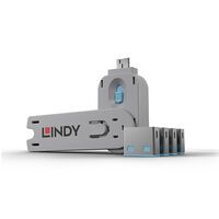 LINDY USB Typ A Portschlösser 4xBlau mit Schlüssel (40452)