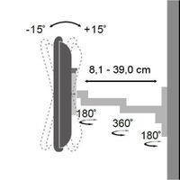 Techly ICA-LCD-104BK - 33 cm (13") - 76.2 cm (30") - 75 x 75 mm - 100 x 100 mm - -15 - 15° - Black