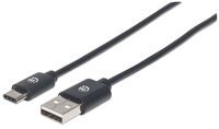 MANHATTAN USB 2.0 Typ C-Kabel C-Stecker/A-Stecker 3m schwarz (354936)
