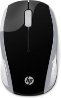 HP Wireless Mouse 200 (Pike Silver) - Ambidextrous - Optical - RF Wireless - 1000 DPI - Black - Silver