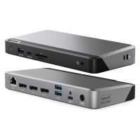 Alogic 100W USB-C DX3 Triple 4K Display Docking Station Space Gr Datenverteiler/Umschalter