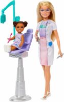 Mattel Barbie Zahnärztin-Puppe, blonde Modepuppe, 1 Kinderpuppe, medizinisches Untersuchungszubehör 