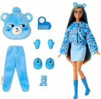 Mattel Barbie-Puppe der Cutie Reveal Glücksbärchis-Reihe mit Accessoires und Brummbärchi-Kostüm, 10 