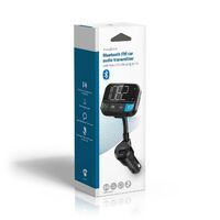 Nedis Kfz Audio FM Transmitter / Schwanenhals / Freisprechfunktion / 2.00 " / Scharz-weiß Monitor / Bluetooth® / PD 20 W / QC 3.0 / Schnellladung / Bass Boost / Google Assistant / Siri / Schwarz