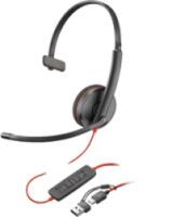 HP Poly Blackwire 3210 Monaural USB-C Headset +USB-C/A Adapter Bulk SmartBuy (8X214A6)