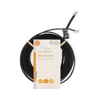 Nedis Telefonkabel / RJ11 Stecker / RJ11 Stecker / 10.0 m / Kabeldesign: Flach / Vergoldet / Kabeltyp: RJ11 / Schwarz / Label