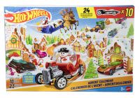 Mattel Hot Wheels Adventskalender 2025 mit 10 Spielzeugfahrzeugen im Maßstab 1:64 und 24 Zubehörteil