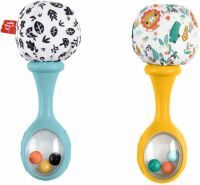 Mattel Fisher-Price Babys Rumba-Rasseln Spielzeug, 2er-Set für Babys ab 3 Monaten, kontrastreiches D