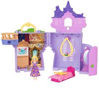 Mattel Disney Princess Rapunzel Storytime Stackers Puppenhaus mit kleiner Puppe, Pascal-Figur und 7 