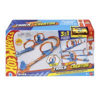 Mattel Hot Wheels Track Creator Dreifach-Looping-Pack und Spielzeugauto im Maßstab 1:64, Trackbauset