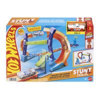 Mattel Hot Wheels Stunttracks Sprung durch die Spirale Trackset und Spielzeugauto im Maßstab 1:64, T