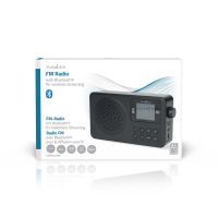 Nedis FM-Radio / Tragbare Ausführung / FM / Akkubetrieben / Stromversorgung über USB / Digital / 2 W / Displaygröße: 1.77 " / Scharz-weiß Monitor / Bluetooth® / Kopfhörerausgang / Wecker / Schwarz