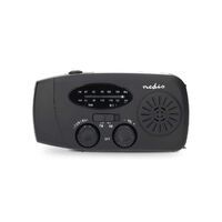 Nedis Notfallradio / Tisch Ausführumg / AM / FM / Akkubetrieben / Handkurbel / Stromversorgung über USB / Schwarz
