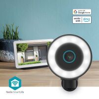 Nedis SmartLife Außenkamera / Wi-Fi / Spotlight / 4K / 3840x2160 / IP65 / Cloud Storage (optional) / microSD (not enthalten) / Onvif / 5 V DC / mit Bewegungssensor / Nachtsicht / Schwarz
