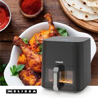 MELISSA Digitale Heißluftfritteuse XL / 5 l / 60-min Timer / 8 Voreinstellungen / Sichtfenster / Schwarz