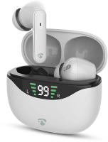 Nedis Vollständig drahtlose Kopfhörer / ANC (Active Noise Cancelling) / Bluetooth® / max. Batteriespielzeit: 30 Std / Berührungssteuerung / Ladegehäuse / Kabelloses Ladegehäuse / Eingebautes Mikro / Stimmkontrolle / Weiss