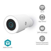 Nedis SmartLife Außenkamera / Spotlight / 3MP Full HD 1296p / IP65 / Cloud Storage (optional) / microSD (not enthalten) / Onvif / 5 V DC / mit Bewegungssensor / Nachtsicht / Weiss