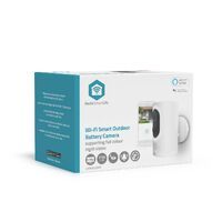 Nedis SmartLife Außenkamera / Spotlight / 3MP Full HD 1296p / IP65 / Max. Batterie-Lebensdauer: 6 Monate / Cloud Storage (optional) / microSD (not enthalten) / 5 V DC / Bewegungssensor / Nachtsicht / Weiss