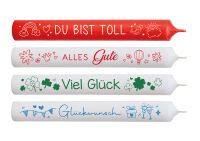 Kerze mit Spruch 4-fach sortiert - 24 Stück