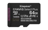 KINGSTON 64GB micSDXC Canvas Select Plus Gen3 100R A1 Single Pack w/o ADP (SDCS3/64GBSP)