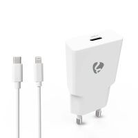 Nedis Netzladegerät / 20 W / GaN / PD3.0 / Schnellladefunktion / 1.67 A / 2.22 A / 3.0 A / Anzahl der Ausgänge: 1 / USB-C™ / Lightning 8-Pin (Lose) Kabel / 1.00 m / Automatische Spannungswahl / Weiss