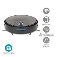 Nedis SmartLife Roboter-Staubsauger / Random / Wi-Fi / Kapazität Auffangbehälter: 0.6 l / Automatisches Laden / Maximale Betriebszeit: 2 Std / Schwarz / Android™ / IOS