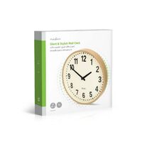 Nedis Wanduhr / Durchmesser: 300 mm / Kunststoff / Leise Bewegung / Holz