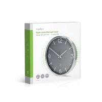 Nedis Wanduhr / Durchmesser: 300 mm / Aluminium / Funkgesteuerte Zeit / Leise Bewegung / Grau / Metall