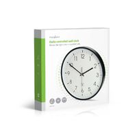 Nedis Wanduhr / Durchmesser: 300 mm / Kunststoff / Funkgesteuerte Zeit / Leise Bewegung / Schwarz / Weiss