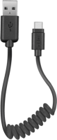 SBS Data cable and Type-C spiral cable - 0.5 m - USB A - USB C - USB 2.0 - Black